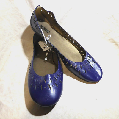   Mossimo Round Toe Ballet Flats 8.5 M Cobalt Blue Leatherette; Pierced Details