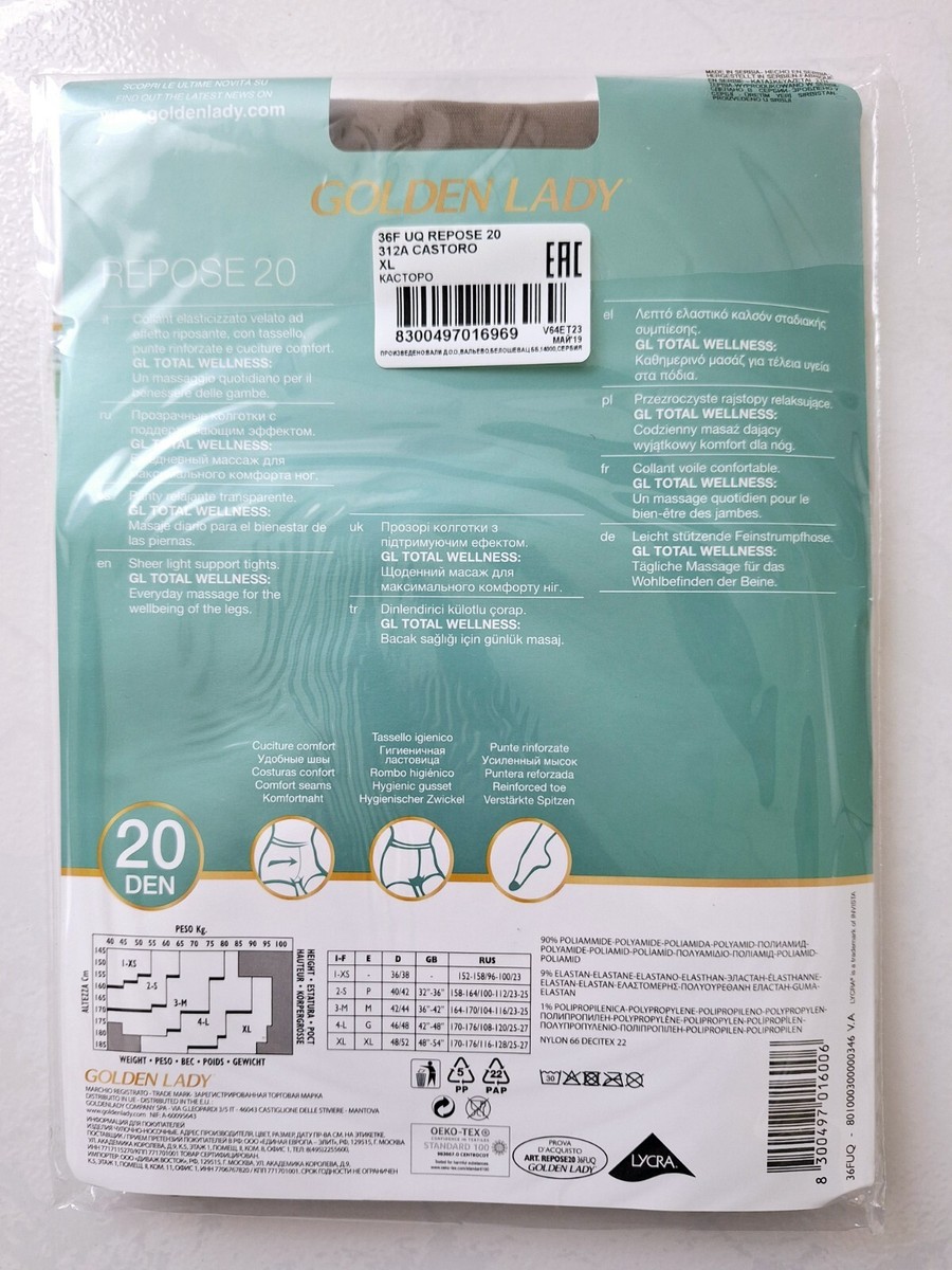 Collant Voile Golden Lady Repose 20 Den – Taille XL, Couleur Melon