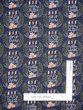 Christmas Winter Greeting Wreaths Cotton Fabric Dear Stella SRR1022 By The Yard