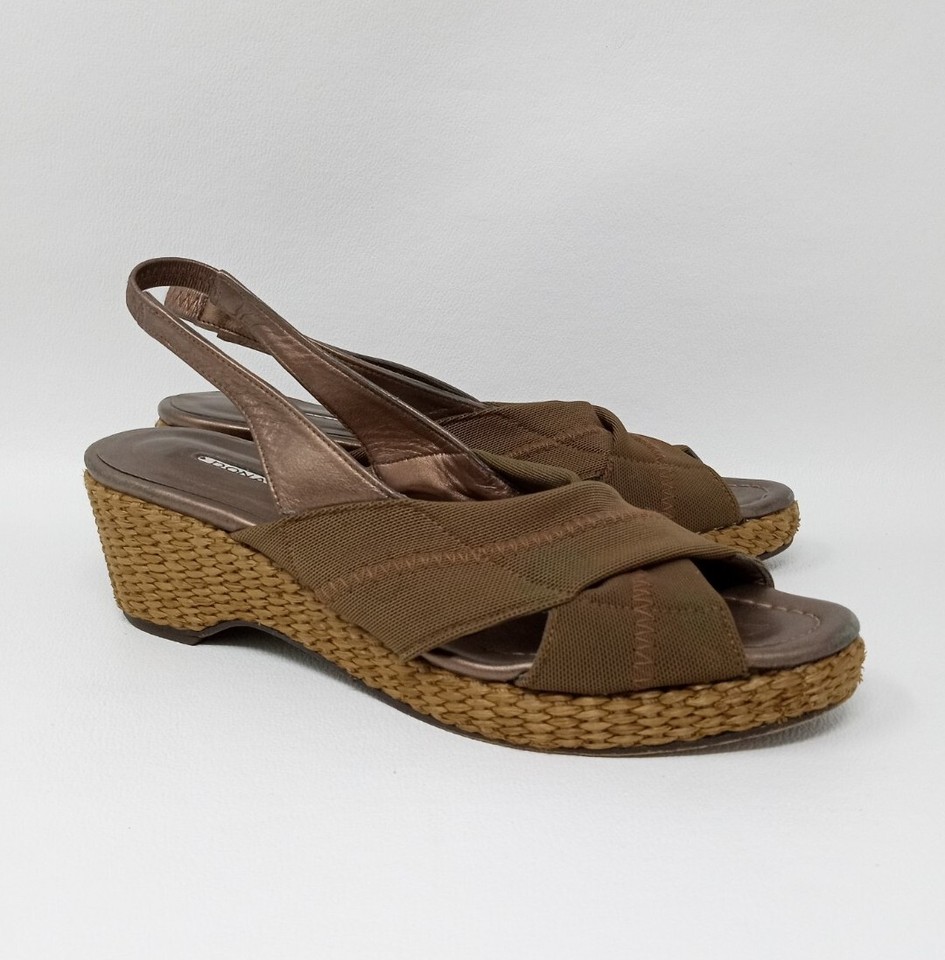 Donald Pliner Kiwa Brown Bronze Wedge Heels Platform Pumps Sandals