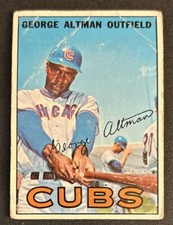 1967 Topps George Altman Baseball Card #87 Cubs OF Poor O/C & Creased