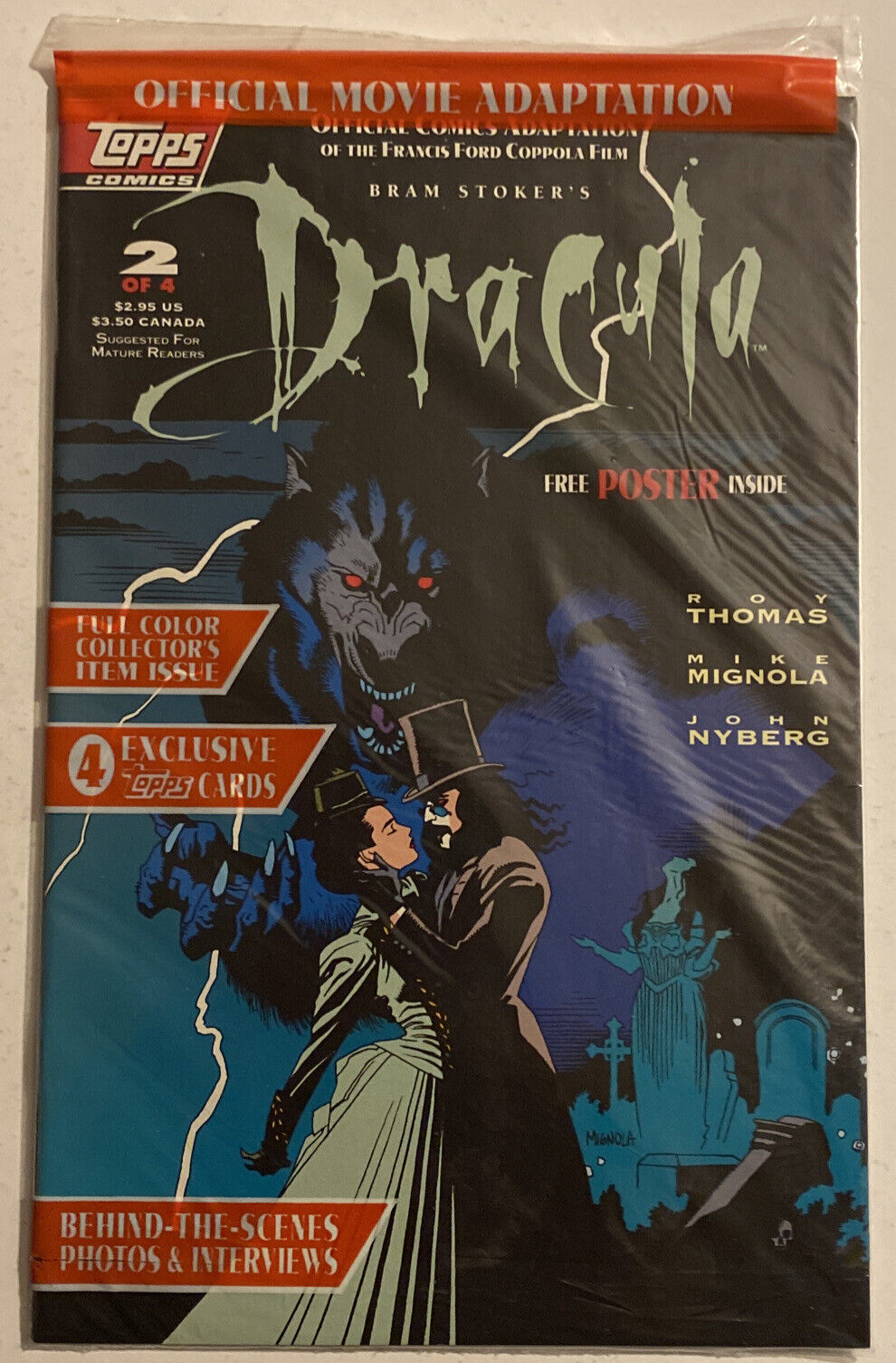 Bram Stoker’s Dracula #2 Topps Comics 1992 Sealed With 4 Trading Cards NM/MT NIP