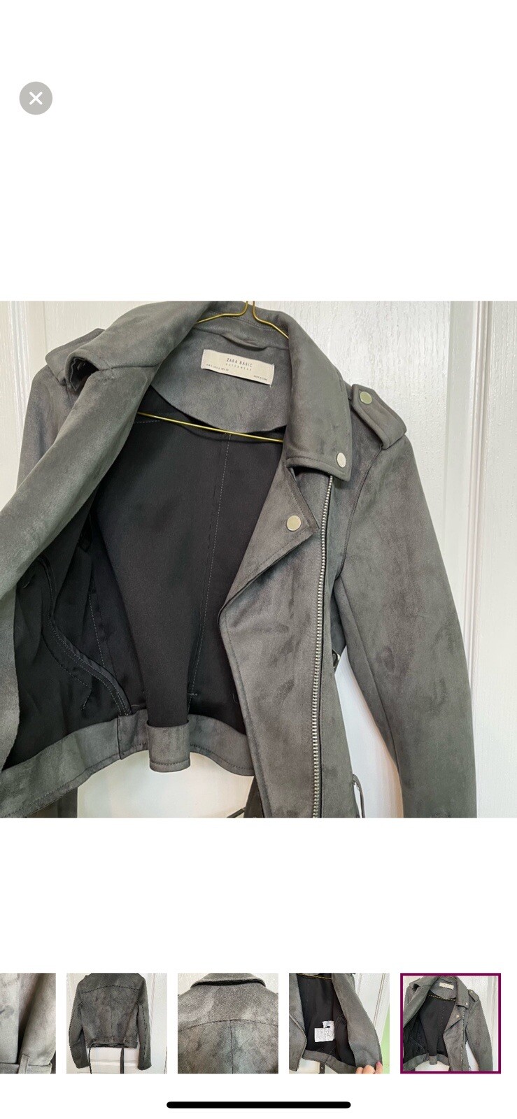 Zara Basic Outerwear Ladies  Medium Grey Faux Sue… - image 9