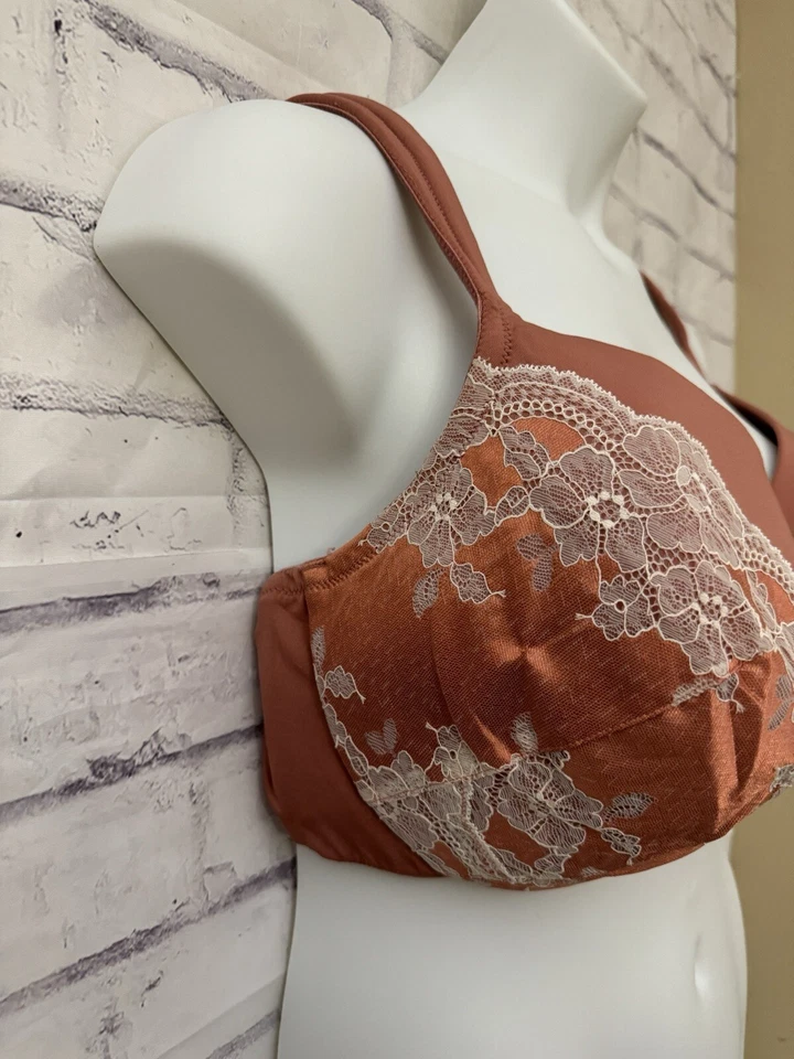 Sujetador Cacique ligeramente forrado cobertura completa talla 44DD naranja óxido encaje ribete Foto 2 de 4