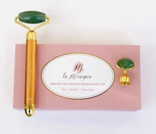 NIB Vibrating Jade Facial Roller & Massager Face Beauty Bar Set 2 in 1 Skin Care