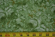 By 1/2 Yd, Green Roses with Gold on Quilt Cotton, Free Spirit, Tina Givens,B1359