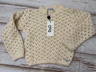 D&G Junior Dolce & Gabbana Cream Sweater Crewneck size 5 Wool Italy 110
