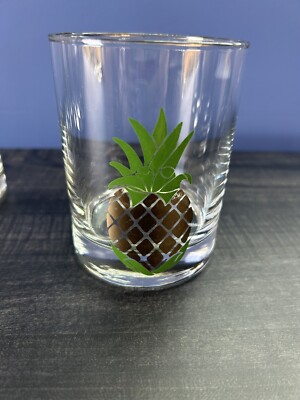  pineapple juice glasses 4個セット Set of 4 Pineapple Glasses Juice Cocktail Tropical Hawaii Barware