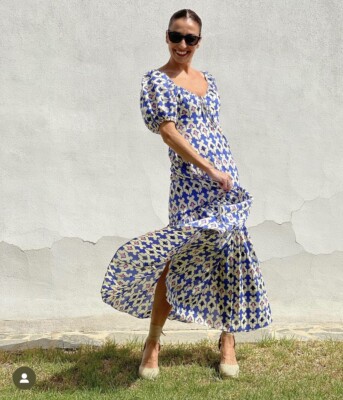 ZARA NEW WOMAN SS23 GEOMETRIC PRINTED MIDI RUFFLED DRESS