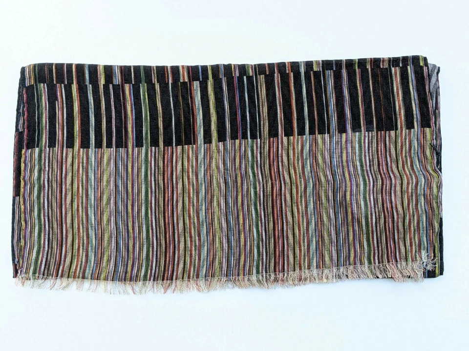 Bufanda Paul Smith - BNWT Firma Multi Rayas Bloque Mezcla Lana y Seda Foto 4 de 4