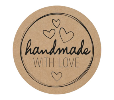 48x hochwertige Etiketten ''Handmade with love '' hohe Klebekraft 4cm Aufkleber