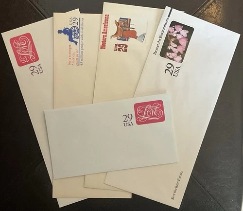 Lot Of 5 Vintage PRE-STAMPED ENVELOPES From US Postal Service - Unused