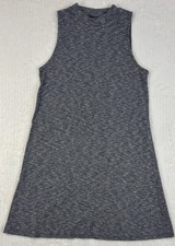 Madewell Women's Gray Ribbed Knit Mock Neck Sleeveless Shift Dress Size M