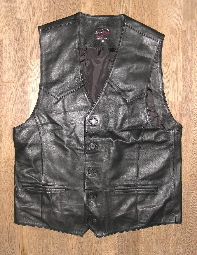 MDM Gilet en cuir pour homme, gilet de motard, veste en cuir