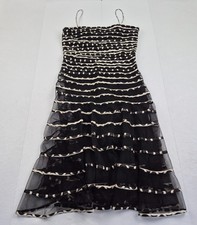 PHASE EIGHT Dress 10 Black Womens Sleeveless Midi Strappy Layered