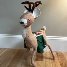 Vintage 1987 Annalee Reindeer Christmas Mobilitee Doll 21 Inch Tall Distressed