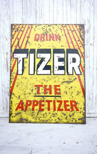VINTAGE TIZER metal sign - original British advertising antique 1960-70's