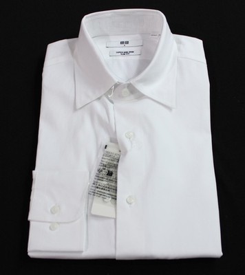Uni Qlo Men's Non Iron Slim Long Sleeve Button Up Shirt EJ3 White Small NWT