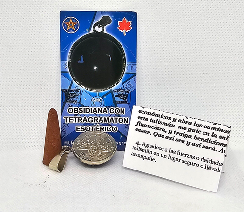 OBSIDIANA NEGRA Obsidian Tetragrammaton PENDIENTE PENTAGRAMA PROTECCION 1PC - Picture 4 of 4