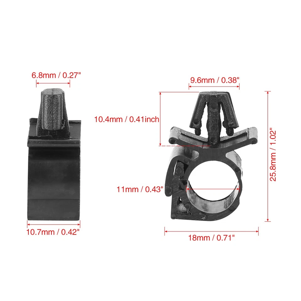 10 un. Sujetadores de plástico para automóvil Clip de circuito Soporte Abrazadera Negro 18x25,8 mm Foto 2 de 4