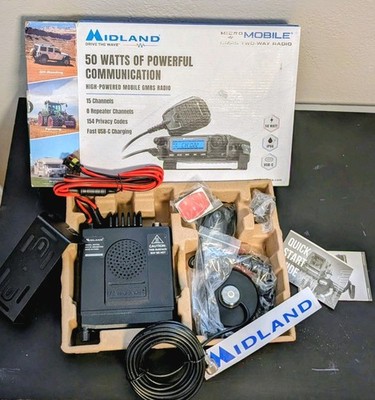 Midland MXT500 Mobile GMRS 2-Way Radio 15 Channels and 50 Watts - New, Open Box
