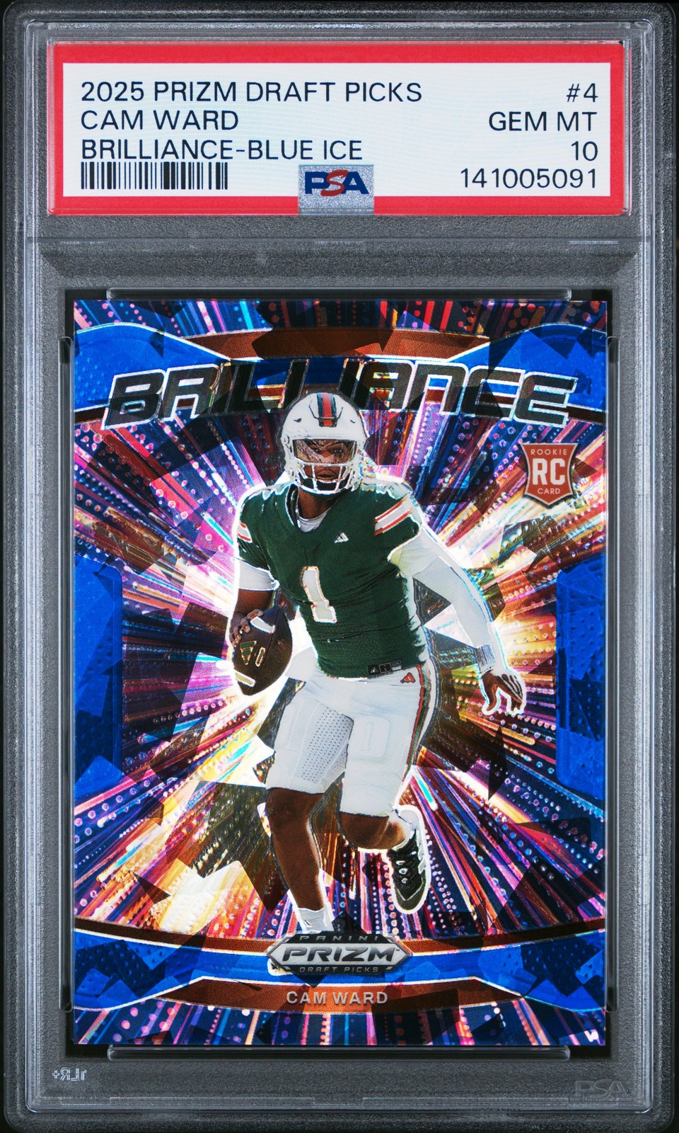 Cam Ward Panini Prizm Draft Picks Brilliance #4 Blue Ice