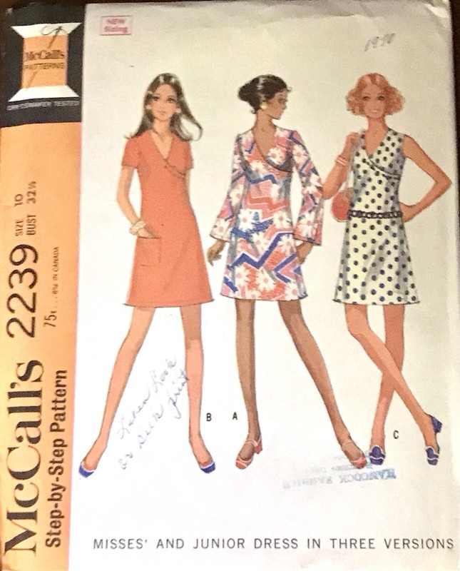 Vintage McCall’s Pattern #2239 A-Line Dress Bell Sleeves Pants 1969 Mod Bust 32