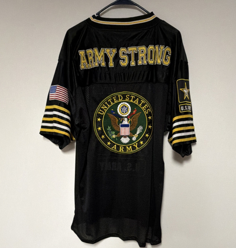 JWM Wholesale U.S. Army Black Mesh Striped V-Neck T-Shirt L Polyester football 