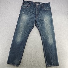 Levis SilverTab Slim Straight Jeans Mens 38x32 Blue Y2K Distressed Rear Buckle