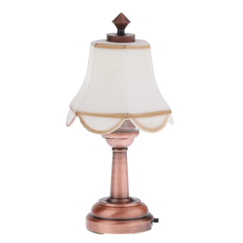 1:12 Dollhouse Miniature LED Light Lampada da tavolo con paralume ombrellone - Immagine 2 di 3