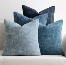 MIULEE Pack of 4 Couch Throw Pillow Covers 16x16 Inch Neutral Blue Soft