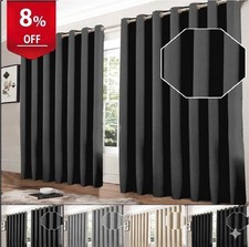 Image of Thermal Thick Blackout Curtains Ready Made Eyelet Ring Top Curtain Pair Tiebacks