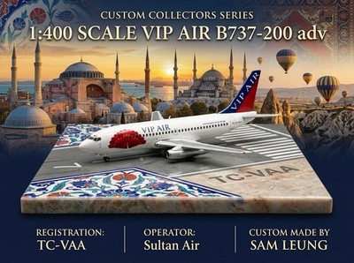 JC Wings 1:400 VIP AIR B737-200 TC-VAA Sultan Air Airlines Custom Diecast Model