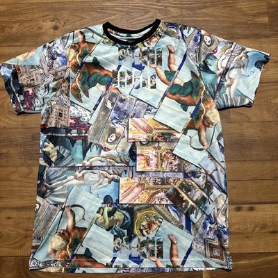 Super Shine Rare Botticelli WEARABLE ART Print Short Sleeve Shirt Size XL