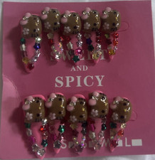 Brown Pink Multicolor 3D Animal Press-On Nail...