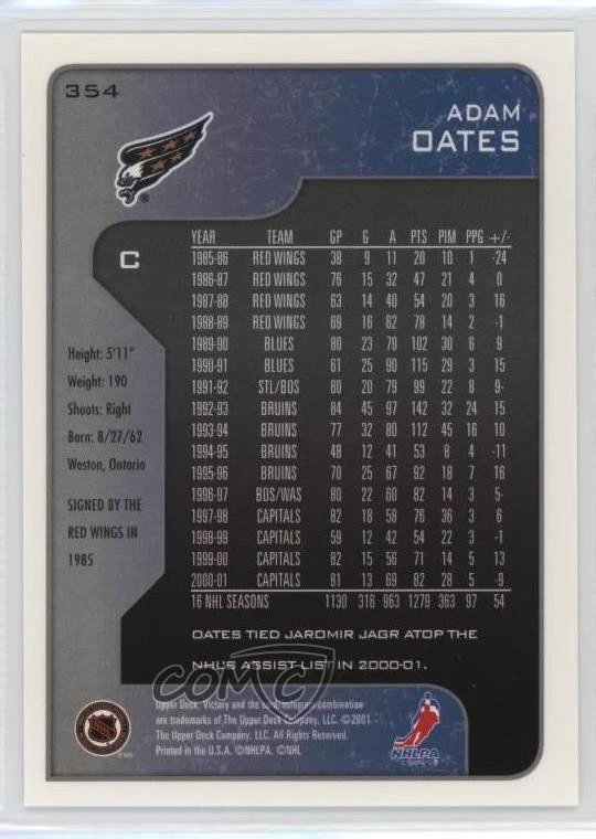 2001-02 Upper Deck Victory Adam Oates #354 HOF - Image 2 of 2