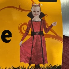 BRAND NEW Girls Medium Child Red Devil Costume With Headband 6-8 Years Halloween