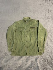 Vintage US Army Button Up Shirt Mens Size Large OG-107 Sateen Military 60s 70s