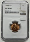 1950-D Lincoln Wheat Cent / Penny 1c NGC MS65 RD Red