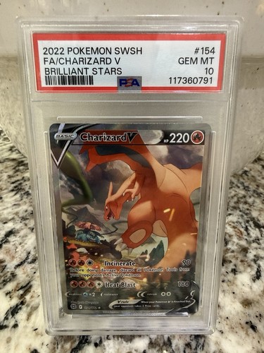 Pokémon TCG Charizard v Holo Ultra Rare Card Brilliant Stars 154/172 PSA 10