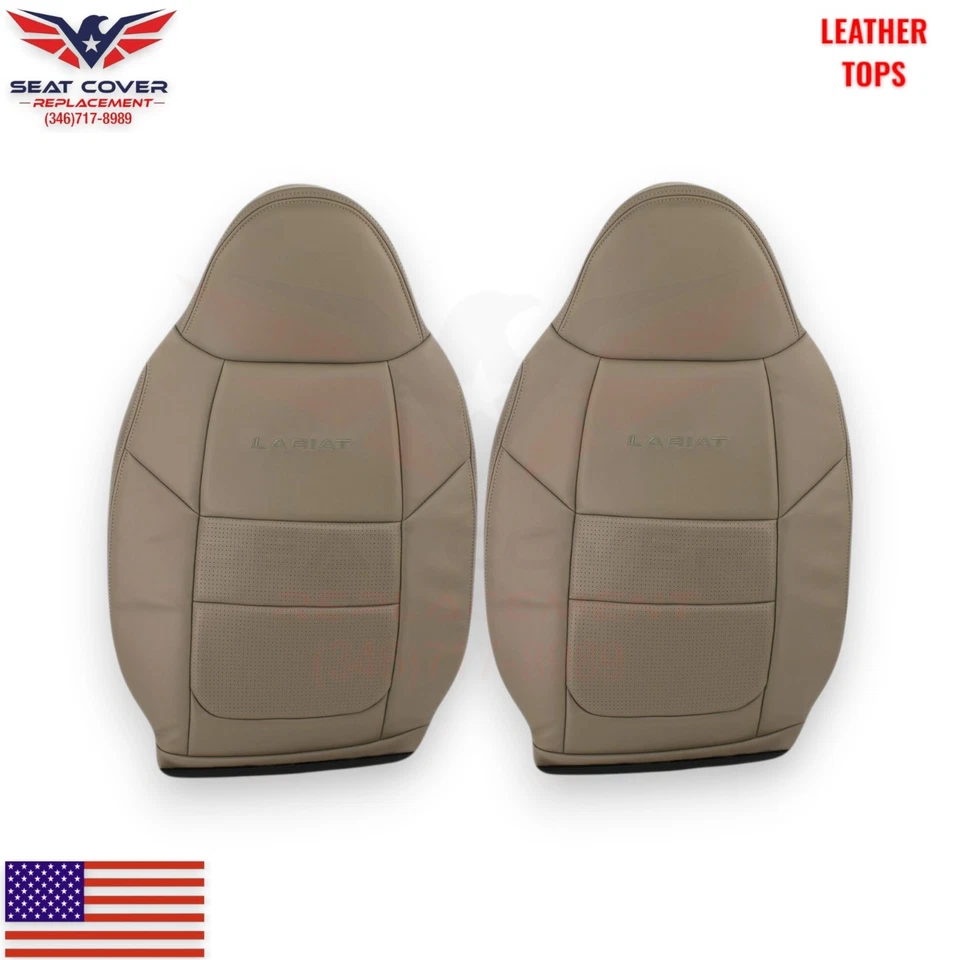 Fundas de asiento para Ford F250/F350 Lariat Super Duty 2001 doble cabina cuero de vaca tostado Foto 3 de 4