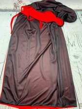 Black Red Reversible Goth Pirate Vampire Witch Cloak Unisex Christmas Halloween