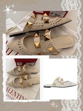 🤎orig. VALENTINO GARAVANI Roman Stud sandali slipper mules beige taglia 40 nuovi🤎