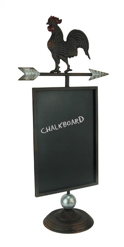 Scratch & Dent Rustic Brown Metal Farmhouse Rooster & Arrow Chalkboard
