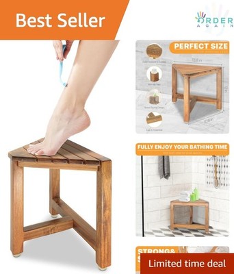 Shower Foot Rest Acacia Wood Corner Bench 12in Shower Stool for Shaving