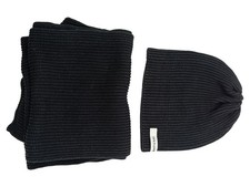 Matt & Nat Ensemble Bonnet Écharpe Femme Noir Côtelé Bio-Coton