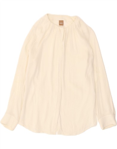 HUGO BOSS Womens Shirt Blouse UK 12 Medium Off White AH04