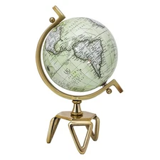 8 Inch Geographic Rotating World Globe w/Triangle Metal Stand Metal Meridian