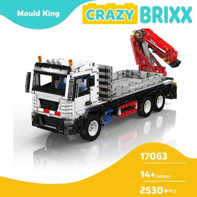 Mould King 17063 pritschen LKW mit Kran Ladekran Autokran Klemmbausteine RC - Bild 1 von 4