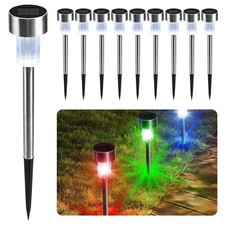 CUQOO Solar Garden Stake Lights – 10 Pack ColourChanging LED, Weatherproof St...